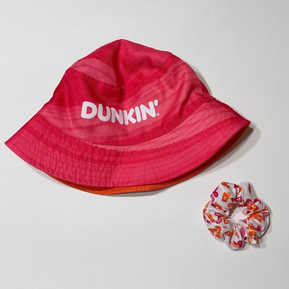 Reversible Dunkin’ Donuts Bucket Hat and Scrunchie